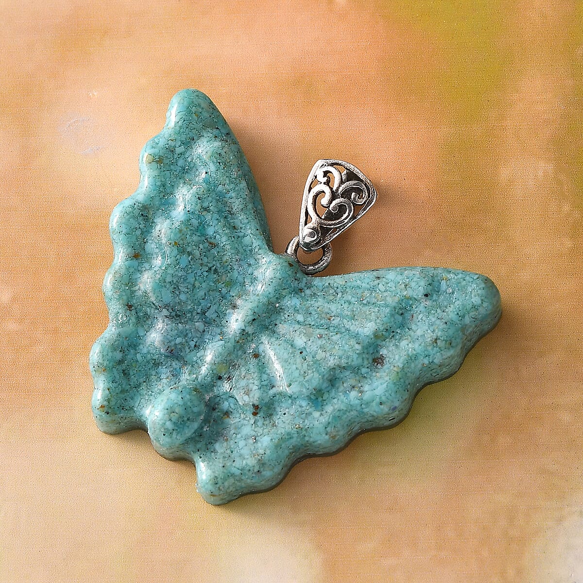 Freshened Turquoise Butterfly Pendant in Sterling Silver 35.00 ctw image number 1