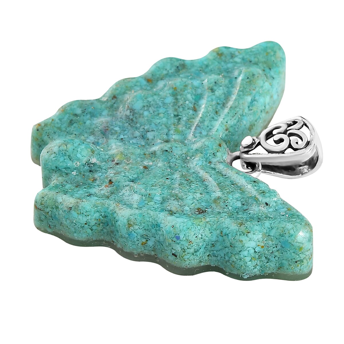 Freshened Turquoise Butterfly Pendant in Sterling Silver 35.00 ctw image number 2