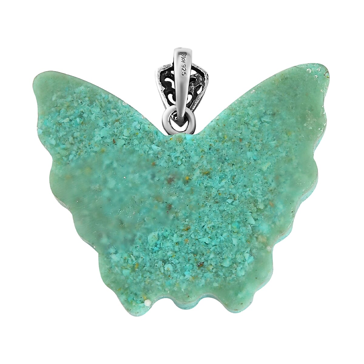 Freshened Turquoise Butterfly Pendant in Sterling Silver 35.00 ctw image number 3