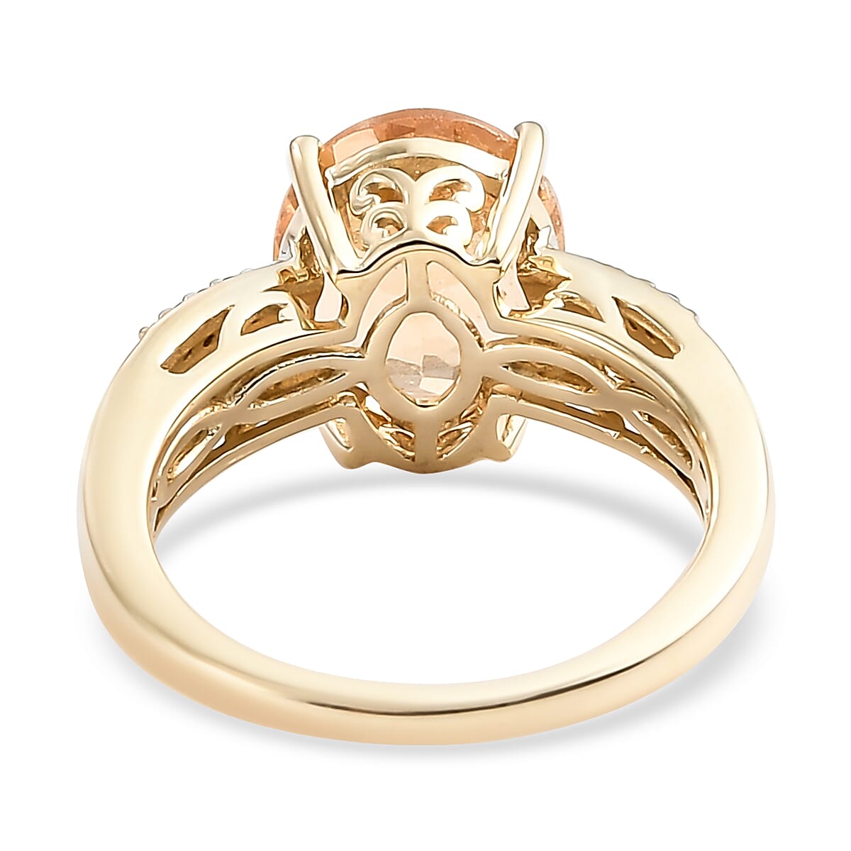 Luxoro 10K Yellow Gold Premium Ceylon Imperial Garnet and G-H I3 Diamond Ring (Size 10.0) 3.65 Grams 4.10 ctw