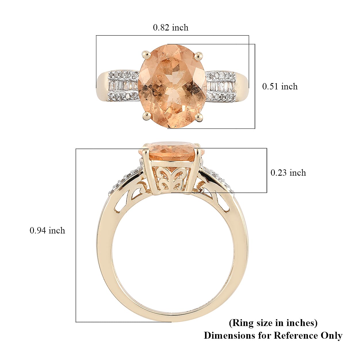 Luxoro 10K Yellow Gold Premium Ceylon Imperial Garnet and G-H I3 Diamond Ring (Size 10.0) 3.65 Grams 4.10 ctw