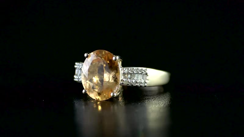 LUXORO 10K Yellow Gold Premium Natural Ceylon Imperial Garnet and G-H I3 Diamond Ring 3.65 Grams 4.10 ctw