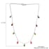 Multi Color Tourmaline Teardrop Charm Necklace 18 Inches in Sterling Silver 8.90 ctw image number 5