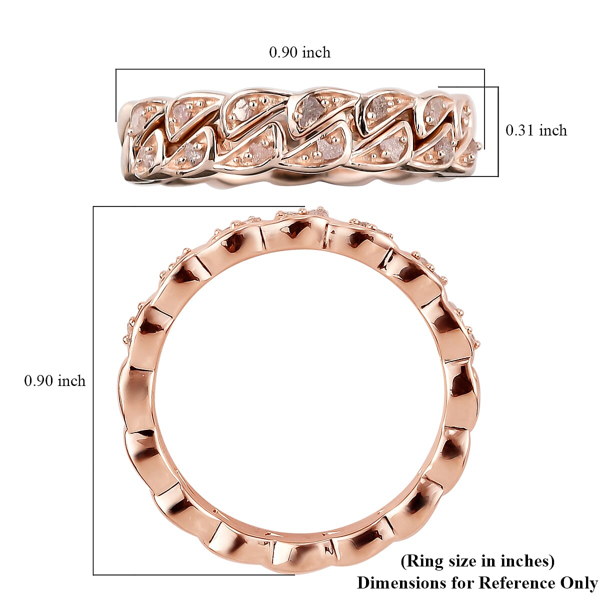 Uncut Natural Pink Diamond Stackable Band Ring in Vermeil Rose Gold Over Sterling Silver (Size 7.0) 0.10 ctw image number 6