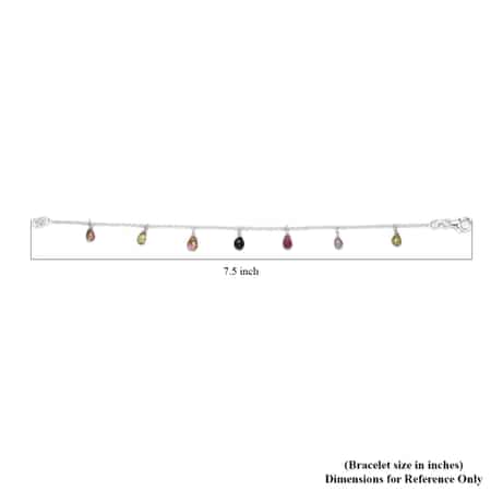 Multi-Tourmaline Drop Charm Bracelet in Sterling Silver (7.25 In) 4.90 ctw image number 4