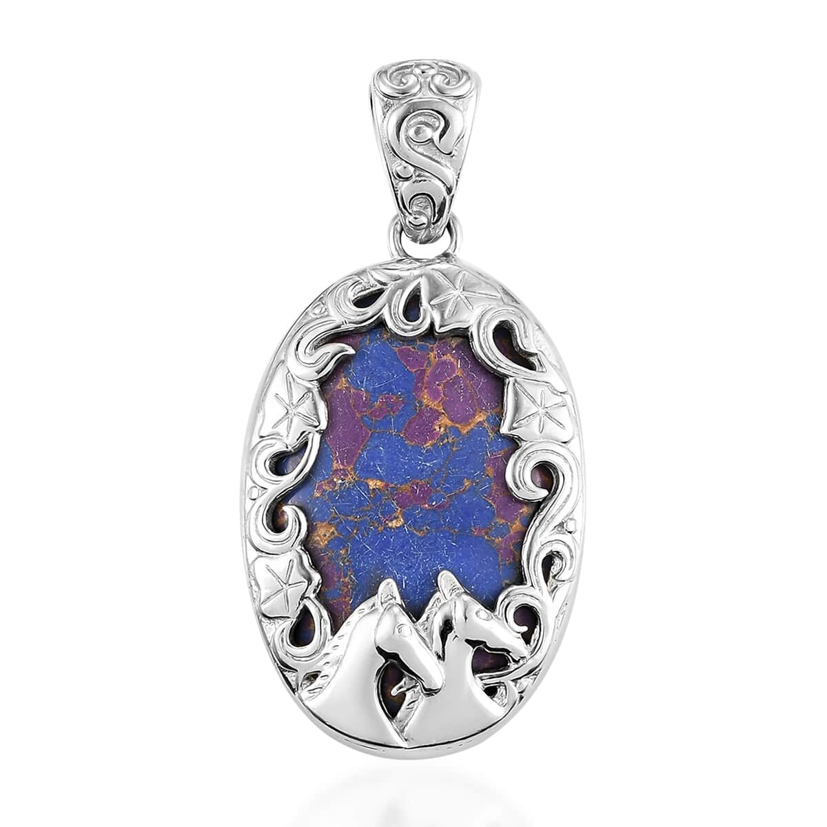 Mojave Purple Turquoise Solitaire Pendant in Platinum Over Copper with Magnet 27.00 ctw image number 0