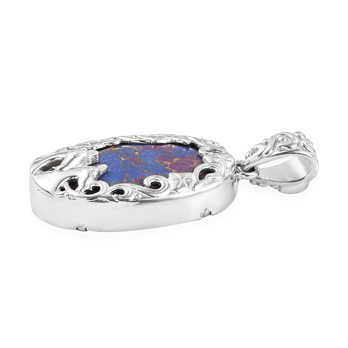 Mojave Purple Turquoise Solitaire Pendant in Platinum Over Copper with Magnet 27.00 ctw image number 2