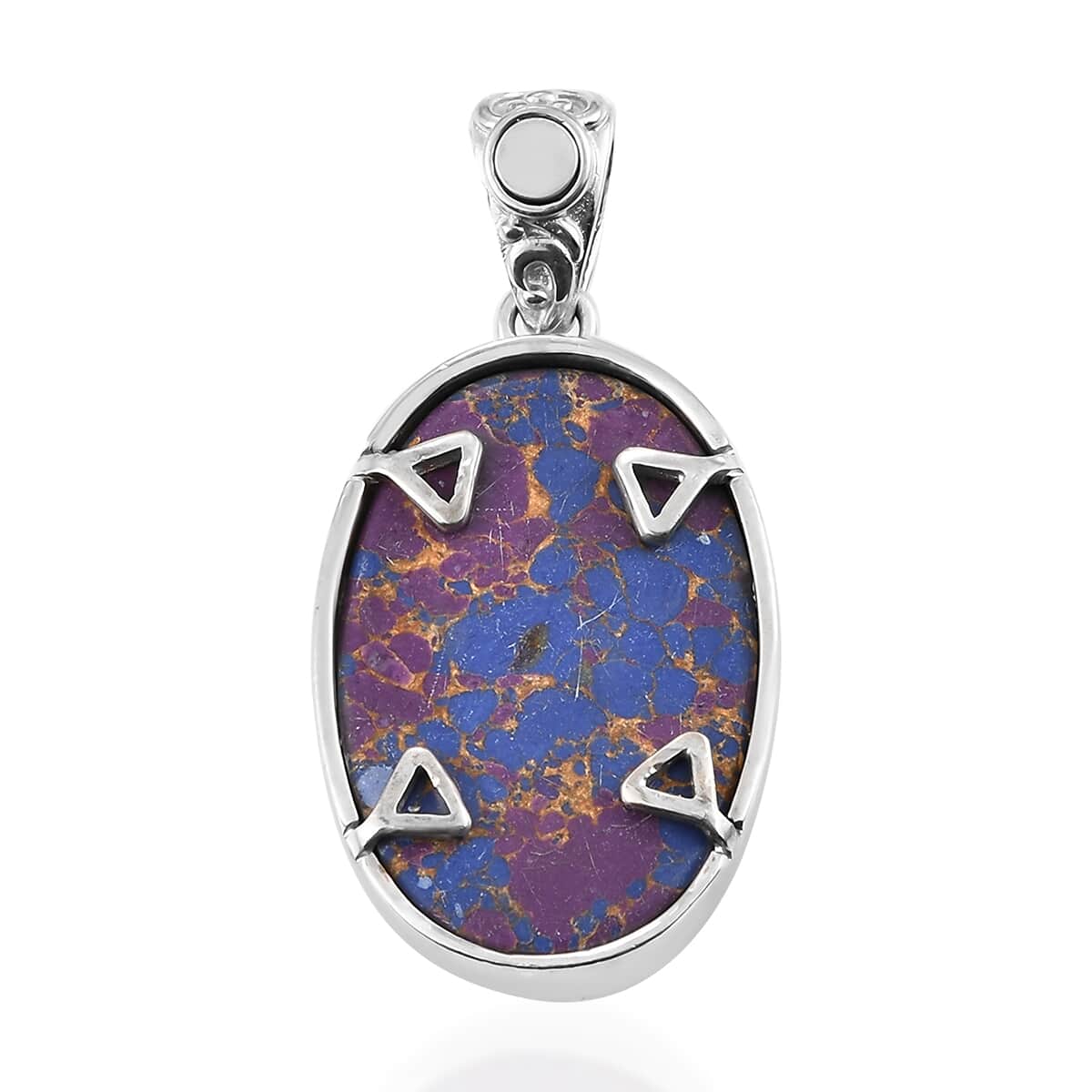Mojave Purple Turquoise Solitaire Pendant in Platinum Over Copper with Magnet 27.00 ctw image number 3