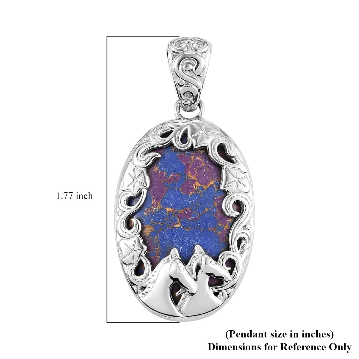 Mojave Purple Turquoise Solitaire Pendant in Platinum Over Copper with Magnet 27.00 ctw image number 4