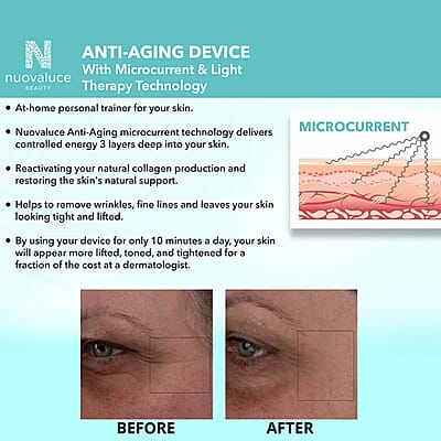Nuovaluce Anti Aging Microcurrent & Red Light Therapy Device Wrinkle Reducing & Skin Tightening Device Handheld Skin Care Machine to Lift