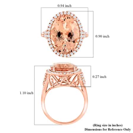 Certified & Appraised Iliana 18K Rose Gold AAA Marropino Morganite and G-H SI Diamond Halo Ring (Size 10.0) 6.60 Grams 12.70 ctw image number 5