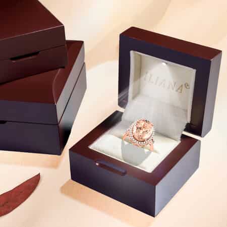 Certified & Appraised Iliana 18K Rose Gold AAA Marropino Morganite and G-H SI Diamond Halo Ring (Size 10.0) 6.60 Grams 12.70 ctw image number 7
