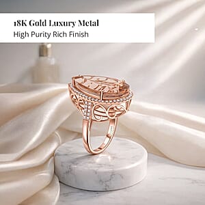 Certified & Appraised Iliana AAA Marropino Morganite and G-H SI Diamond 12.70 ctw Halo Ring in 18K Rose Gold (Size 9.0) 6.60 Grams