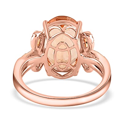 Certified and Appraised Iliana AAA Marropino Morganite and G-H SI Diamond 6.20 ctw Ring in 18K Rose Gold (Size 8.0) 5.35 Grams