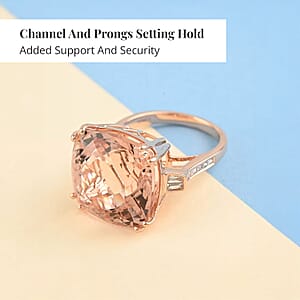 Certified and Appraised Iliana 18K Rose Gold AAA Marropino Morganite, White Diamond Solitaire Ring (Size 7.0) 16.40 ctw