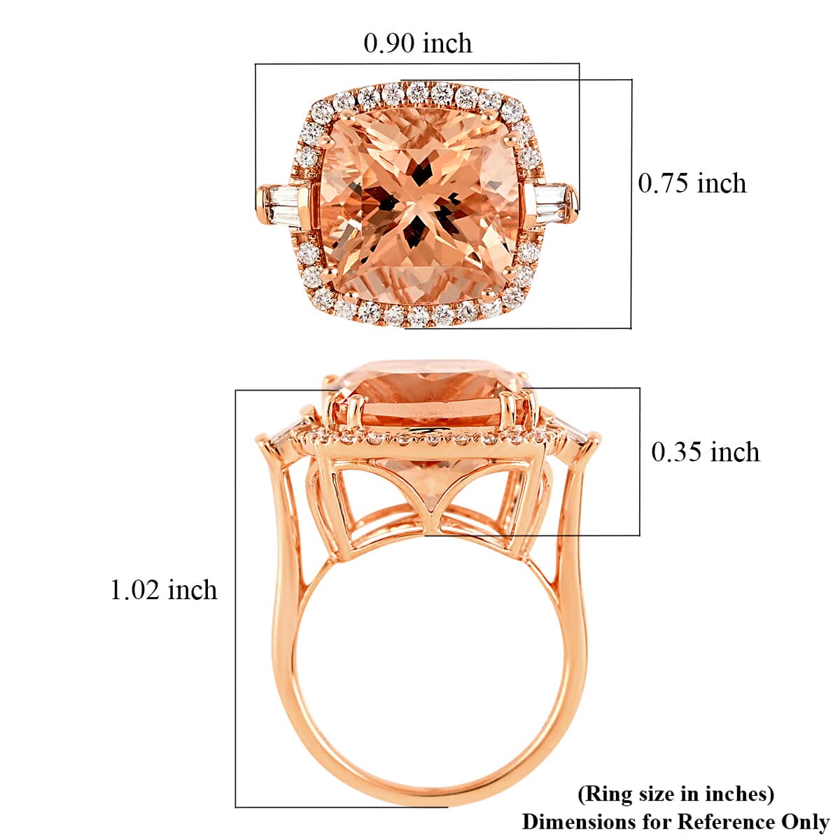 Certified Iliana 18K Rose Gold AAA Marropino Morganite and G-H SI Diamond Ring (Size 6.0) 5.85 Grams 8.90 ctw image number 5