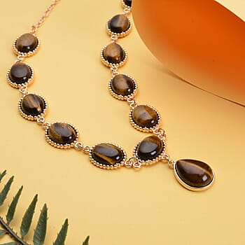 South African Yellow Tigers Eye in Goldtone - Product card gallery slide 2 (9431345070335)
