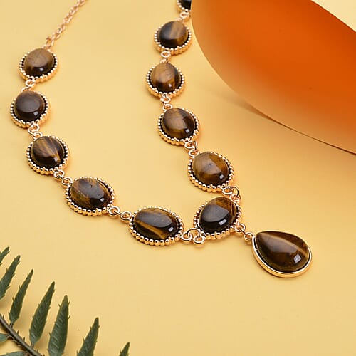 South African Yellow Tigers Eye in Goldtone - Product card gallery slide 2 (9431345070335)