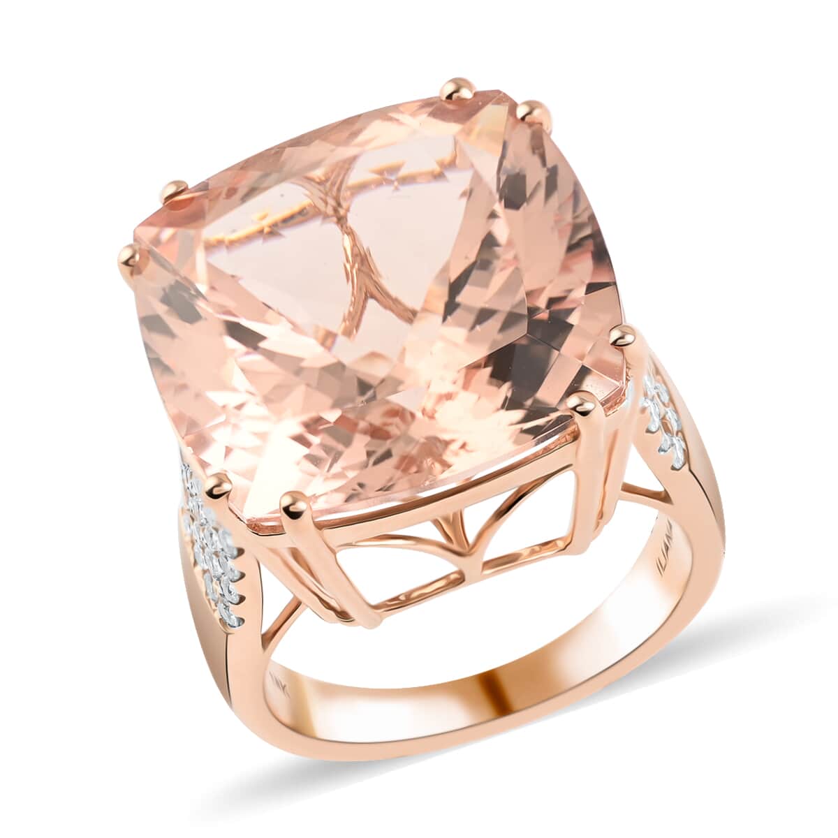 One Of A Kind Certified & Appraised ILIANA 18K Rose Gold AAA Marropino Morganite and G-H SI Diamond Ring (Size 7.0) 22.85 ctw image number 0