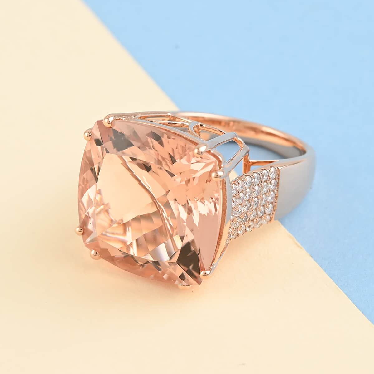 One Of A Kind Certified & Appraised ILIANA 18K Rose Gold AAA Marropino Morganite and G-H SI Diamond Ring (Size 7.0) 22.85 ctw image number 1