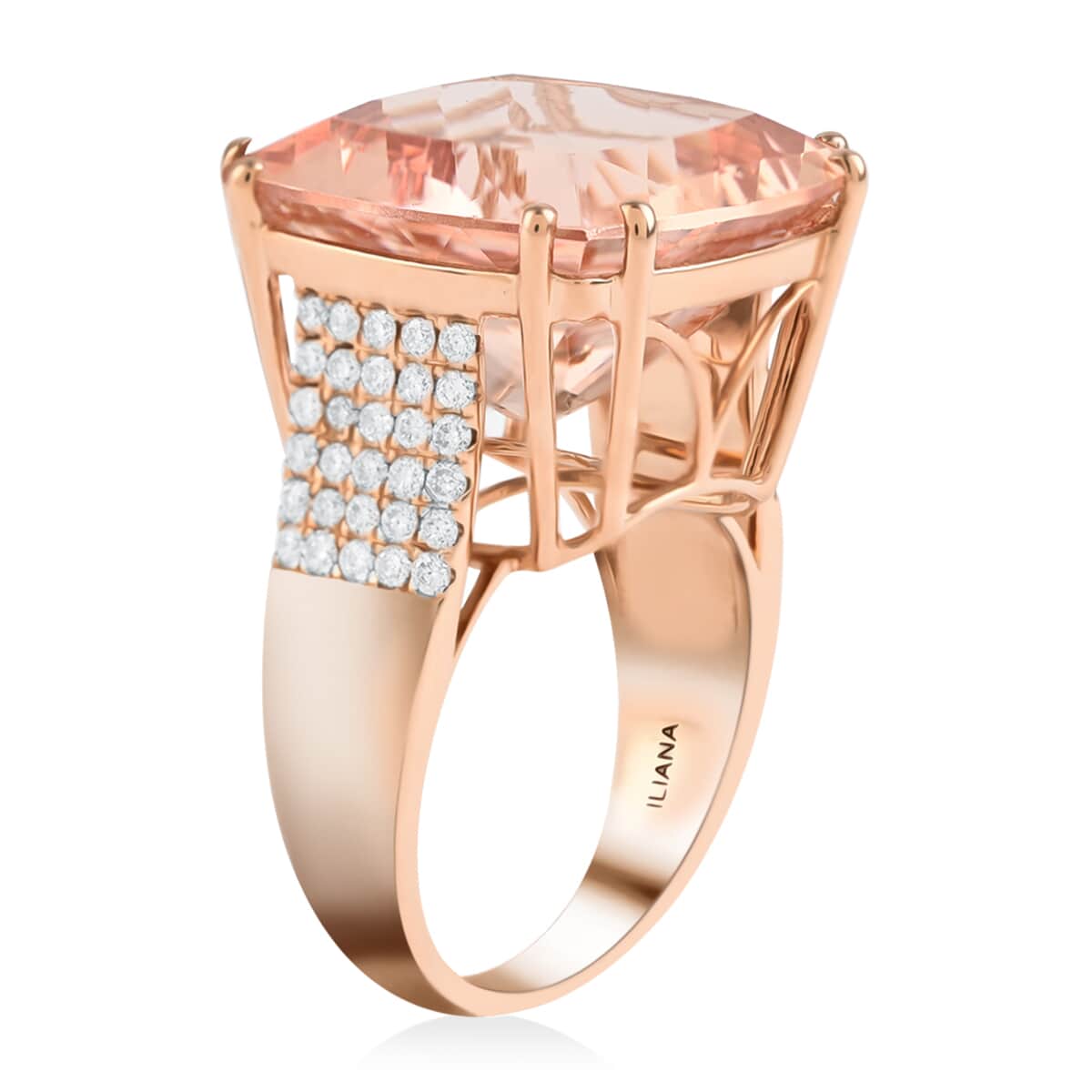 One Of A Kind Certified & Appraised ILIANA 18K Rose Gold AAA Marropino Morganite and G-H SI Diamond Ring (Size 7.0) 22.85 ctw image number 3