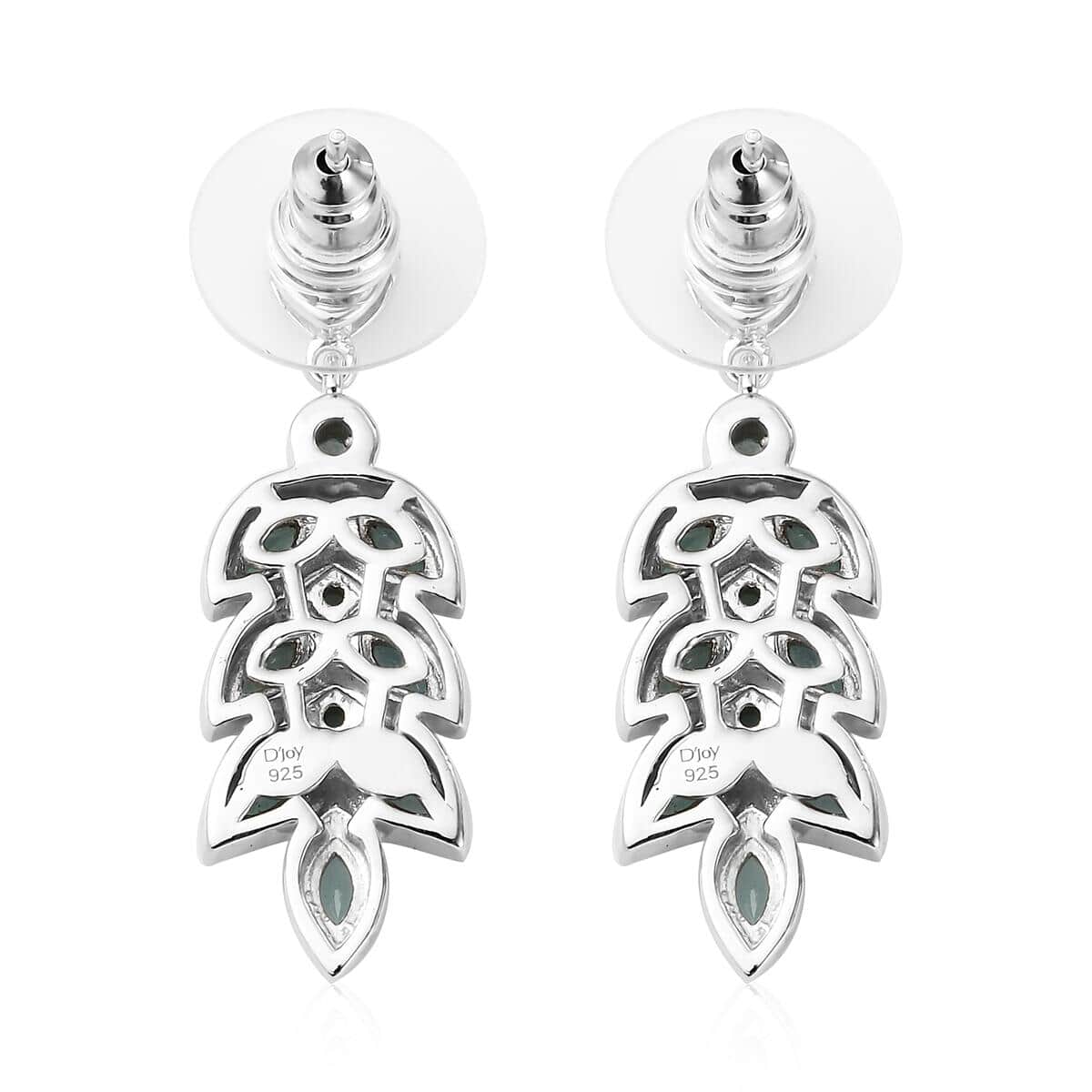 Grandidierite Leaf Dangle Earrings in Platinum Over Sterling Silver 2.80 ctw image number 3
