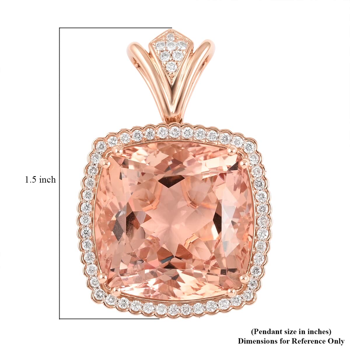 Certified & Appraised ILIANA 18K Rose Gold AAA Marropino Morganite and G-H SI Diamond Halo Pendant 6 Grams 27.50 ctw image number 4