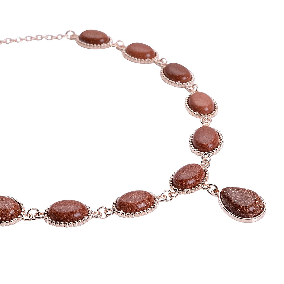 Gold Sandstone Pendant Necklace 18-20 Inches in Rosetone 150.00 ctw image number 2