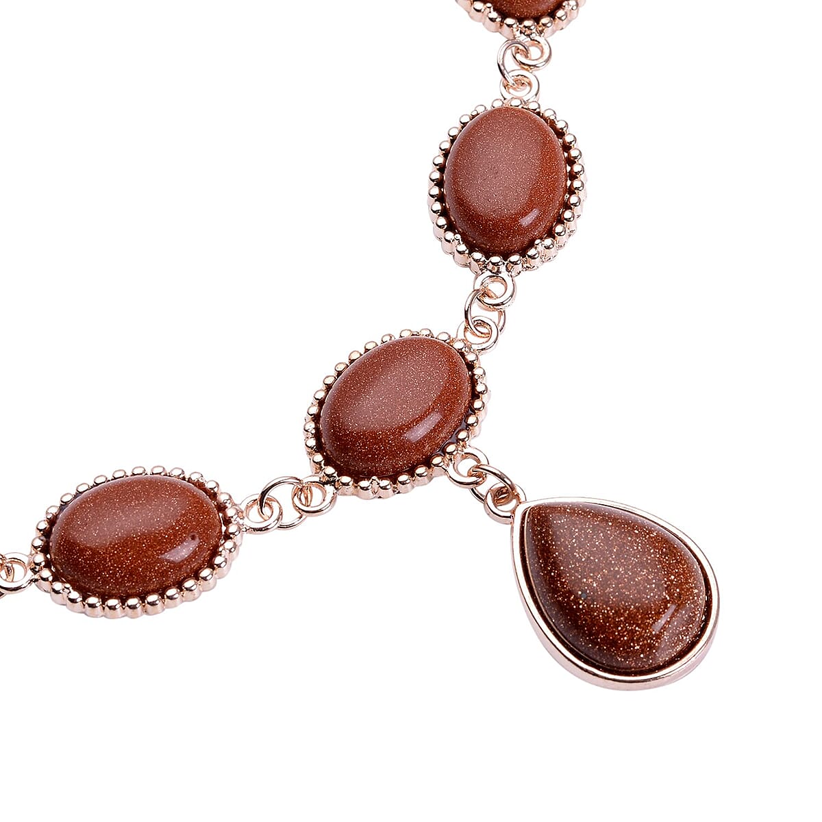 Gold Sandstone Pendant Necklace 18-20 Inches in Rosetone 150.00 ctw image number 3