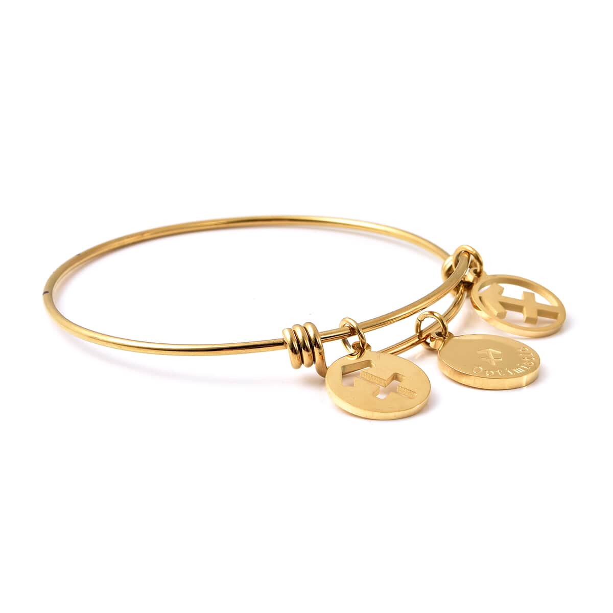 Sagittarius Zodiac Bangle Bracelet Gift Set in ION Plated Yellow Gold Stainless Steel (6-9 in) image number 3