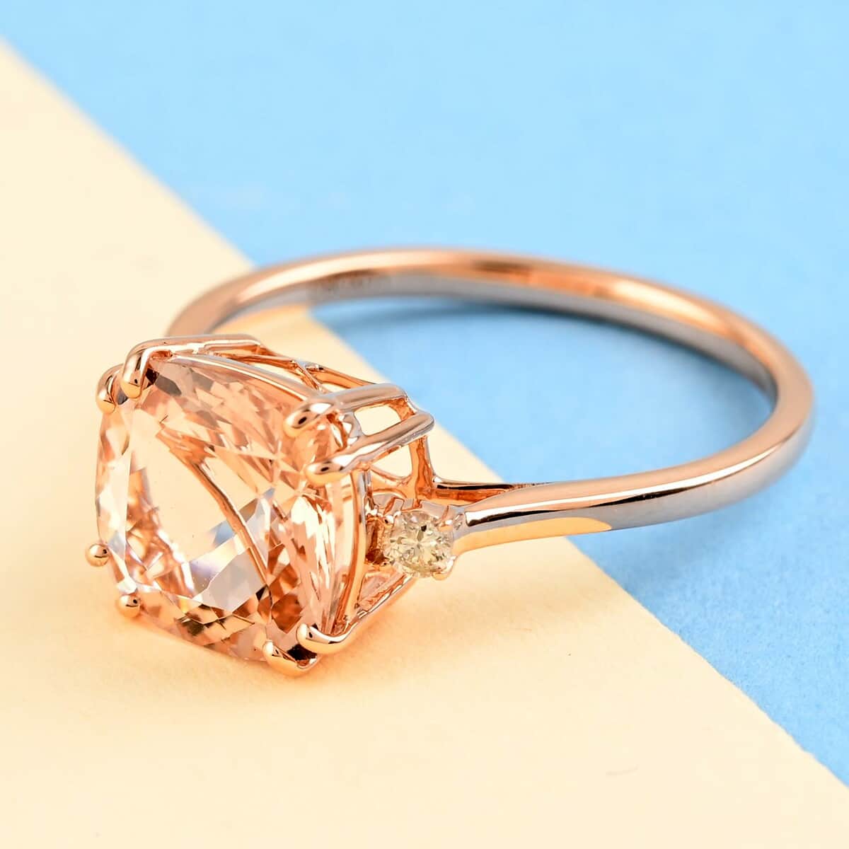 Certified & Appraised LUXORO 14K Rose Gold AAA Marropino Morganite and G-H I1 Diamond Ring (Size 10.0) 2.80 Grams 4.00 ctw image number 1