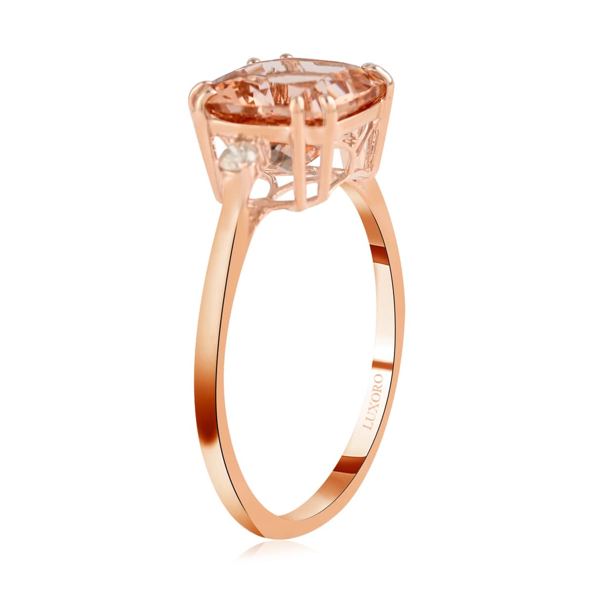 Certified & Appraised Luxoro 14K Rose Gold AAA Marropino Morganite and G-H I1 Diamond Ring (Size 10.0) 2.80 Grams 4.00 ctw image number 3