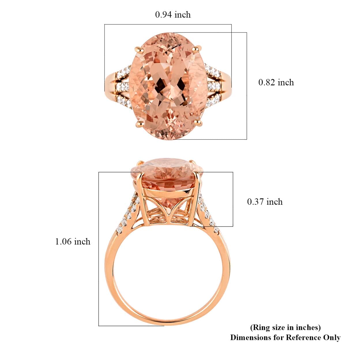 Certified & Appraised ILIANA 18K Rose Gold AAA Marropino Morganite and G-H SI Diamond Ring (Size 10.0) 6.40 Grams 12.40 ctw image number 5