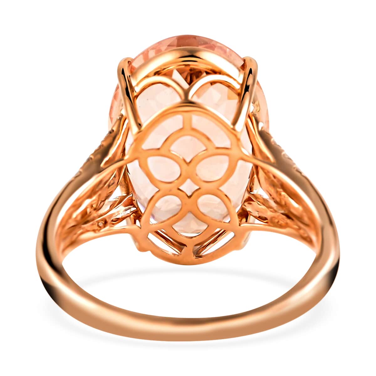 Certified and Appraised Iliana 18K Rose Gold AAA Marropino Morganite and G-H SI Diamond Ring (Size 9.0) 6.40 Grams 12.40 ctw image number 4