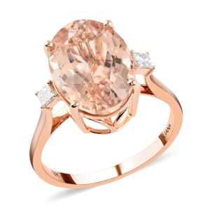 Certified and Appraised Iliana AAA Marropino Morganite and G-H SI Diamond 6.10 ctw Ring in 18K Rose Gold (Size 6.0)