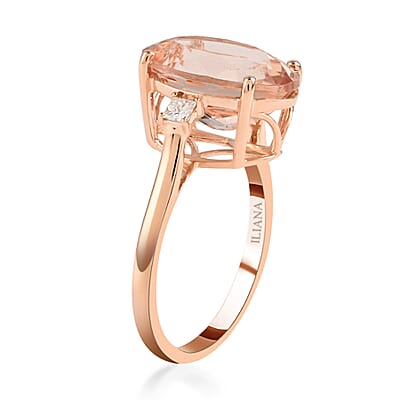 Certified and Appraised Iliana AAA Marropino Morganite and G-H SI Diamond 6.10 ctw Ring in 18K Rose Gold (Size 6.0)