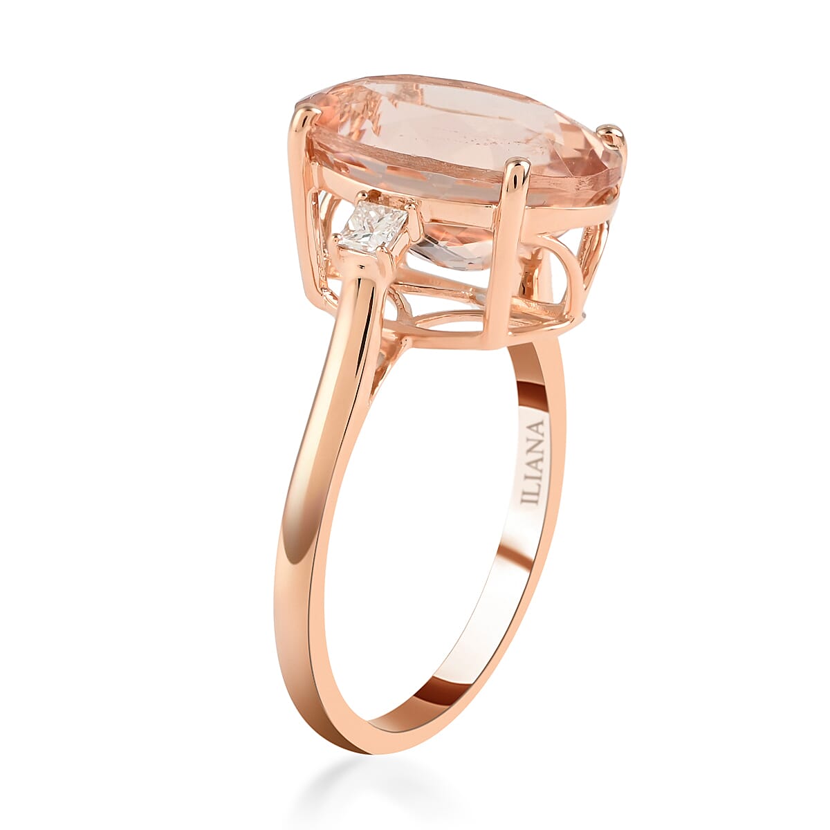 Certified and Appraised Iliana AAA Marropino Morganite and G-H SI Diamond 6.10 ctw Ring in 18K Rose Gold (Size 9.0) image number 3