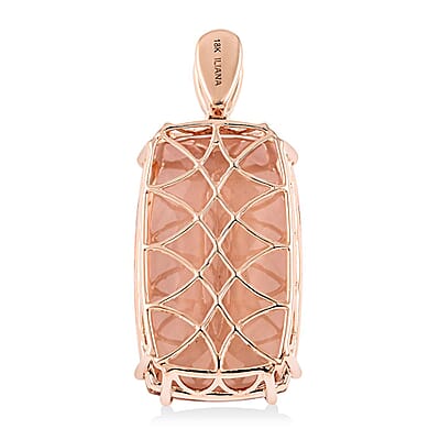 Certified and Appraised Iliana 18K Rose Gold AAA Marropino Morganite and G-H SI Diamond Solitaire Pendant 4.85 Grams 39.25 ctw