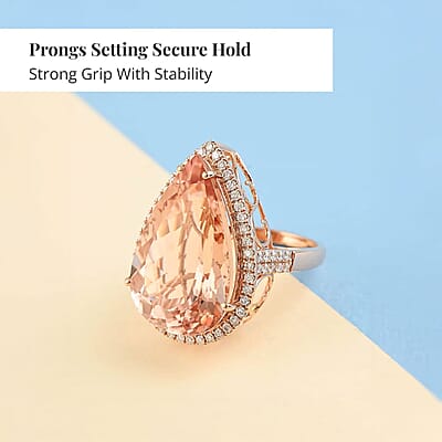 Certified & Appraised Iliana AAA Marropino Morganite and G-H SI Diamond 21.00 ctw Ring in 18K Rose Gold (Size 7.0) 7.50 Grams
