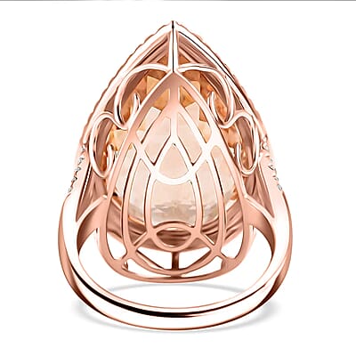 Certified & Appraised Iliana AAA Marropino Morganite and G-H SI Diamond 21.00 ctw Ring in 18K Rose Gold (Size 7.0) 7.50 Grams