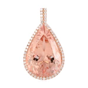 One Of A Kind Certified Iliana 18K Rose Gold AAA Marropino Morganite and G-H SI Diamond Drop Pendant 4.40 Grams 27.15 ctw