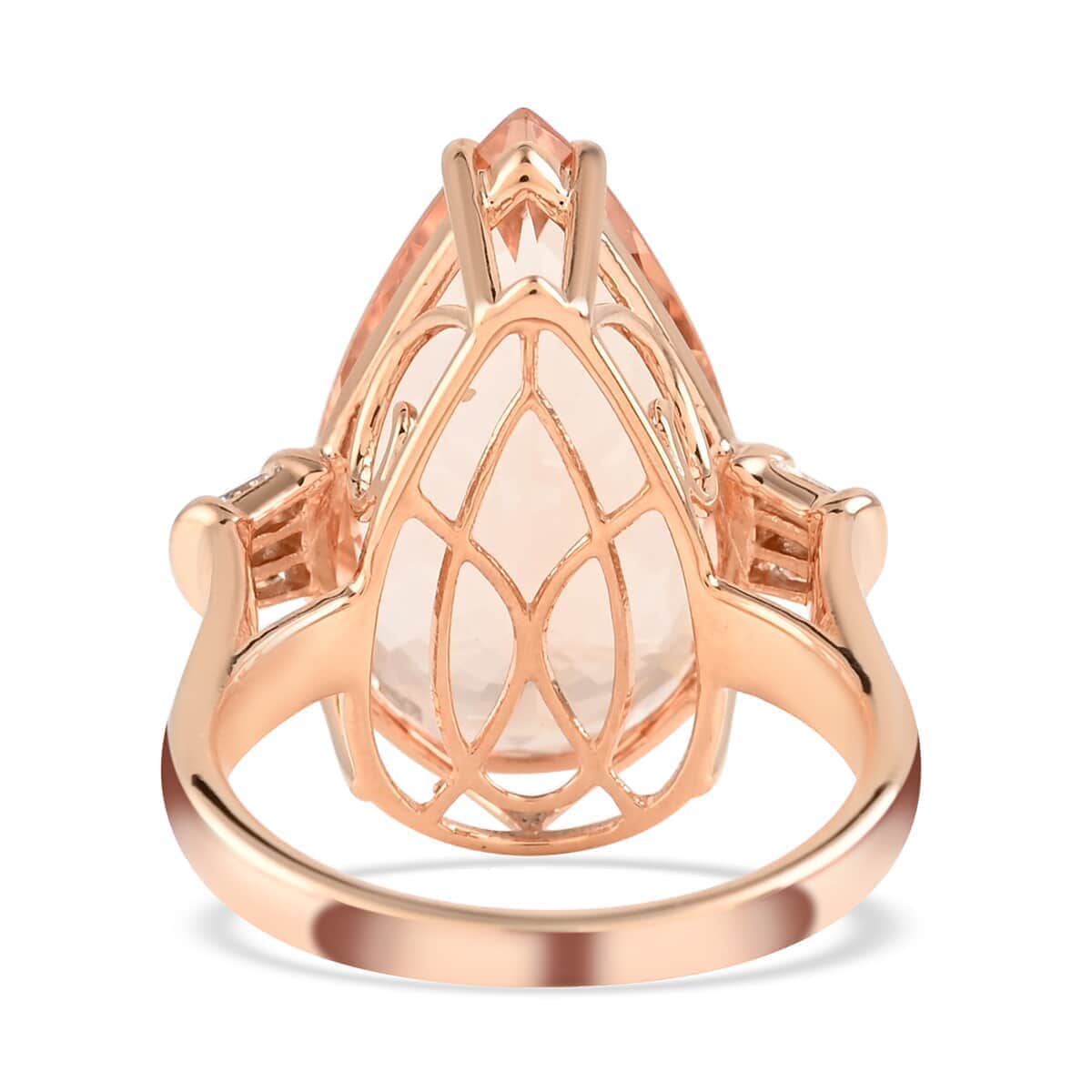 Certified Iliana 18K Rose Gold AAA Marropino Morganite and G-H SI Diamond Ring (Size 7.0) 5.95 Grams 11.85 ctw image number 4