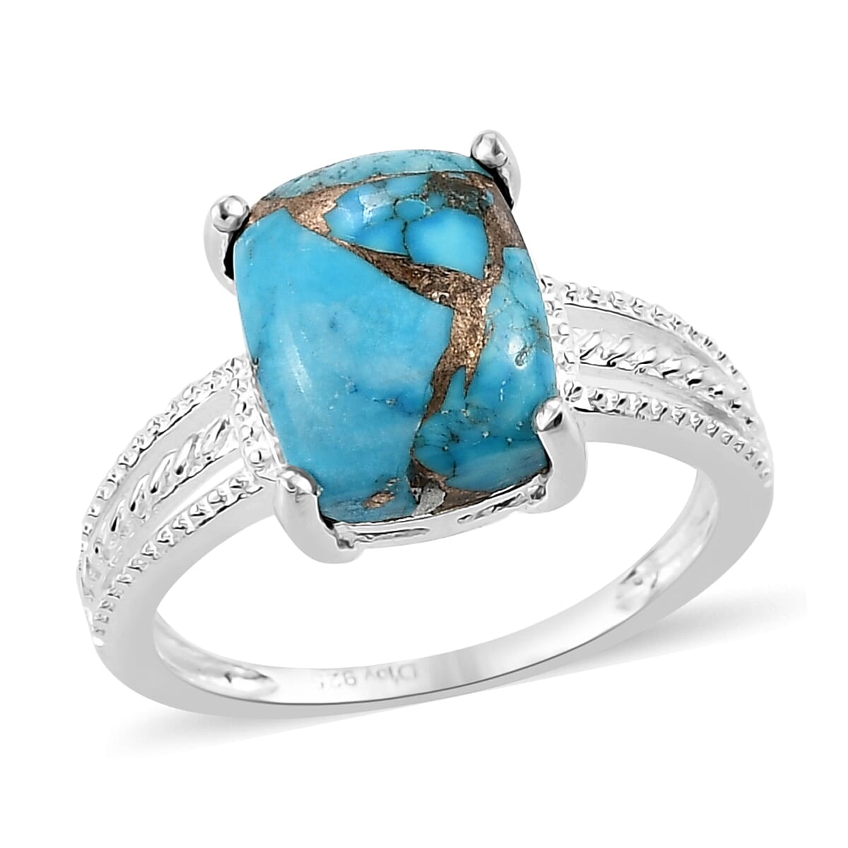 Matrix Chestnut Brine Turquoise Solitaire Ring in Sterling Silver (Size 8.0) 3.10 ctw