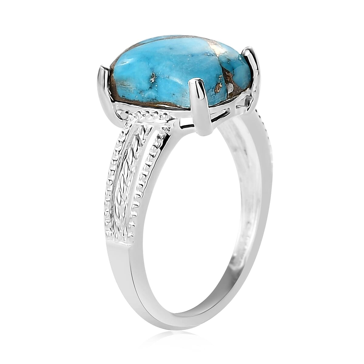Matrix Chestnut Brine Turquoise Solitaire Ring in Sterling Silver (Size 8.0) 3.10 ctw