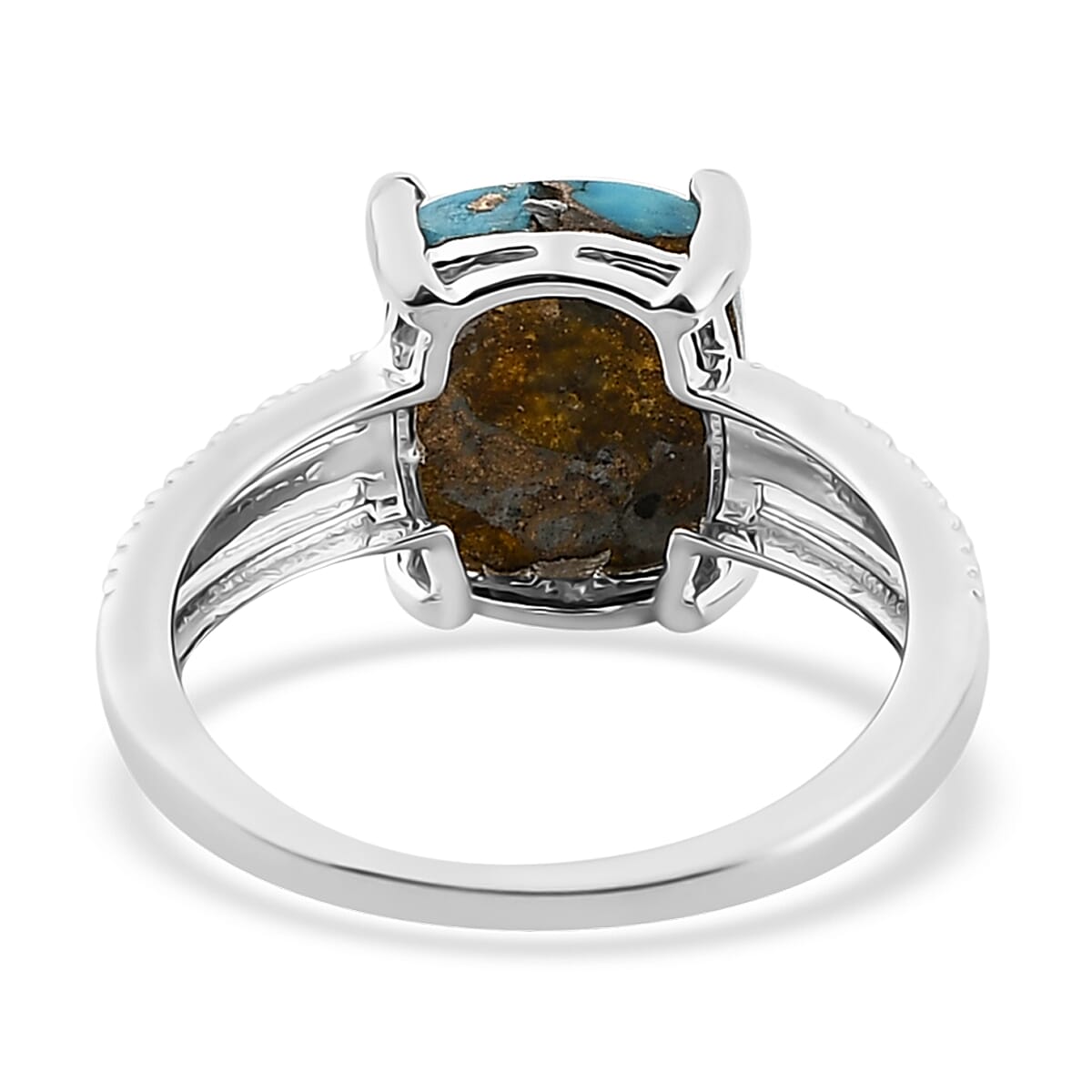 Matrix Chestnut Brine Turquoise Solitaire Ring in Sterling Silver (Size 8.0) 3.10 ctw