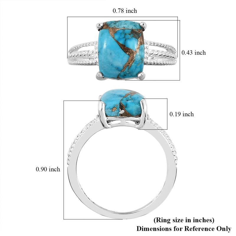 Matrix Chestnut Brine Turquoise Solitaire Ring in Sterling Silver (Size 8.0) 3.10 ctw
