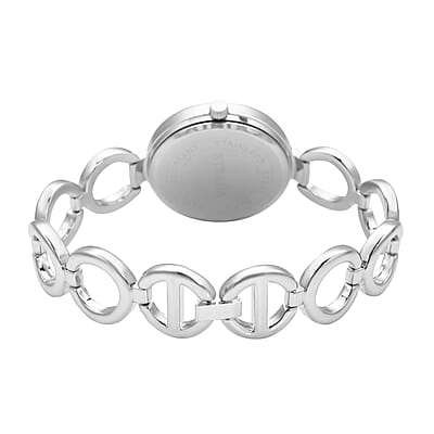 Strada Austrian Crystal Japanese Movement Butterfly Watch in Silvertone (36.32 mm) (5.5-8.25 Inches)
