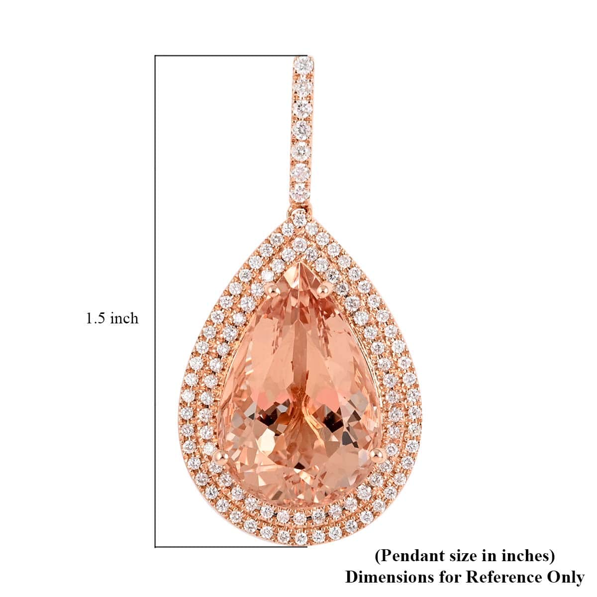 One Of A Kind Certified & Appraised ILIANA 18K Rose Gold AAA Marropino Morganite and G-H SI Diamond Double Halo Pendant 4.10 Grams 20.20 ctw image number 4