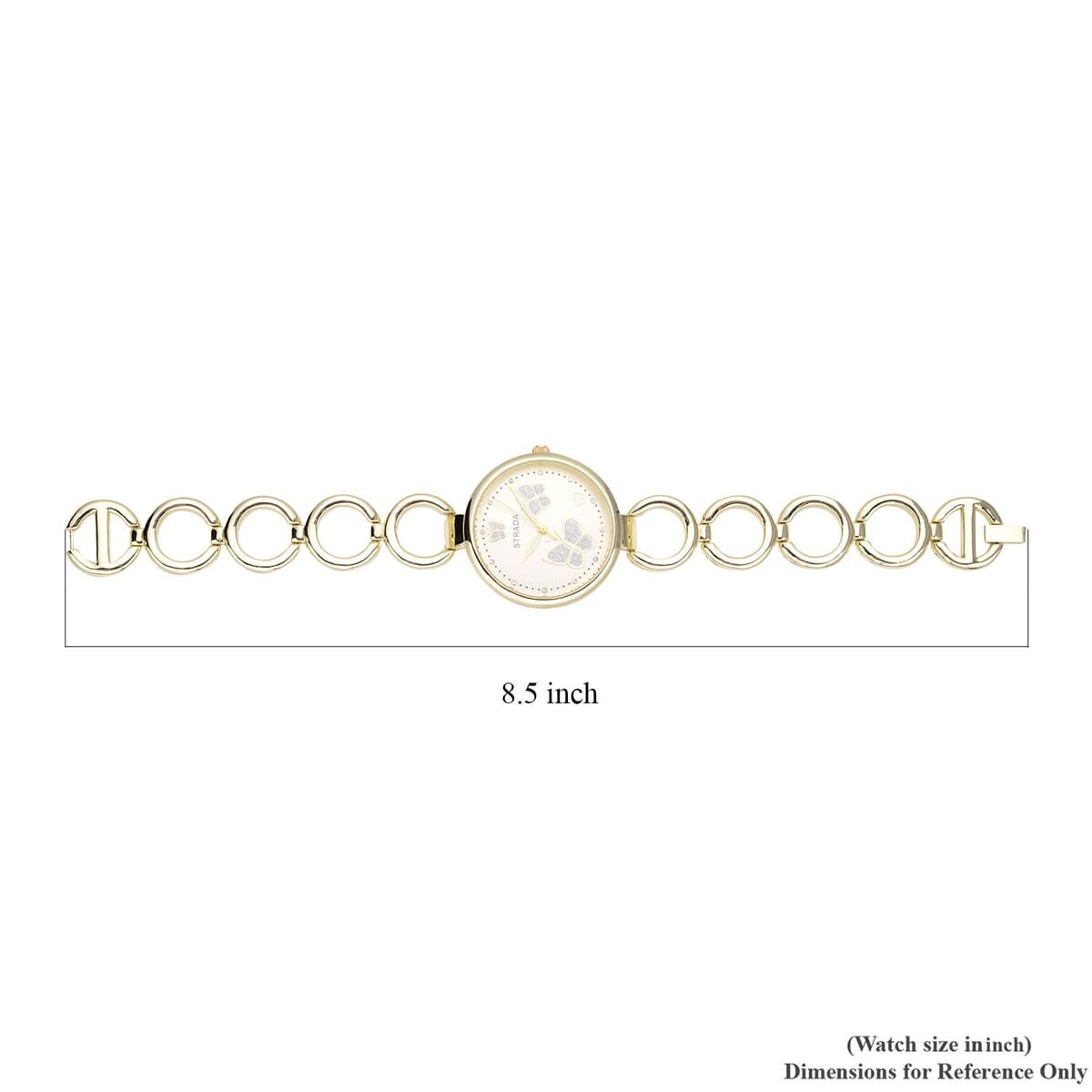 Strada Austrian Crystal Japanese Movement Butterfly Watch in Goldtone (36.32 mm) (5.5-8.25 Inches) image number 6
