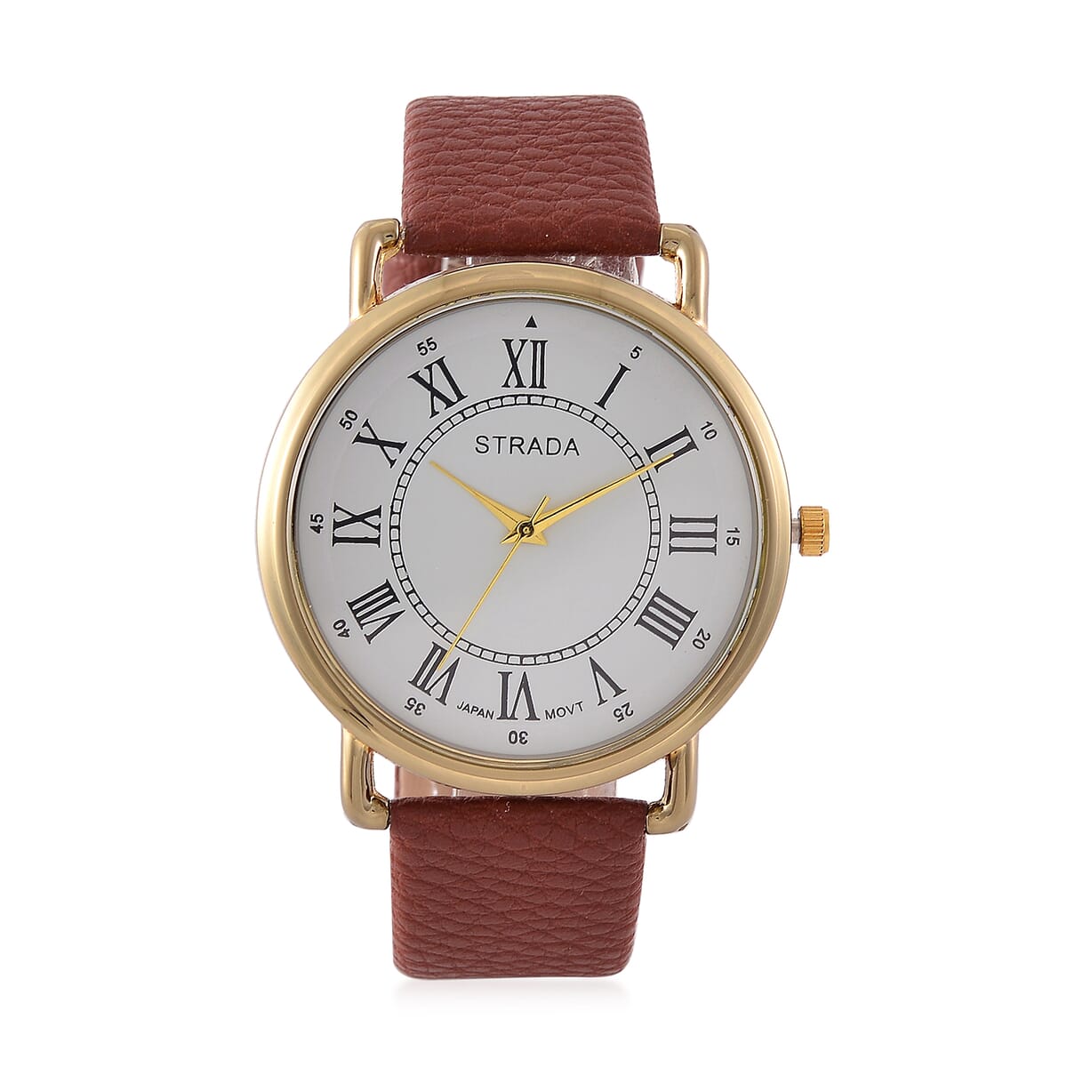 Strada Japanese Movement Watch in Dualtone With Dark Brown Faux Leather image number 0